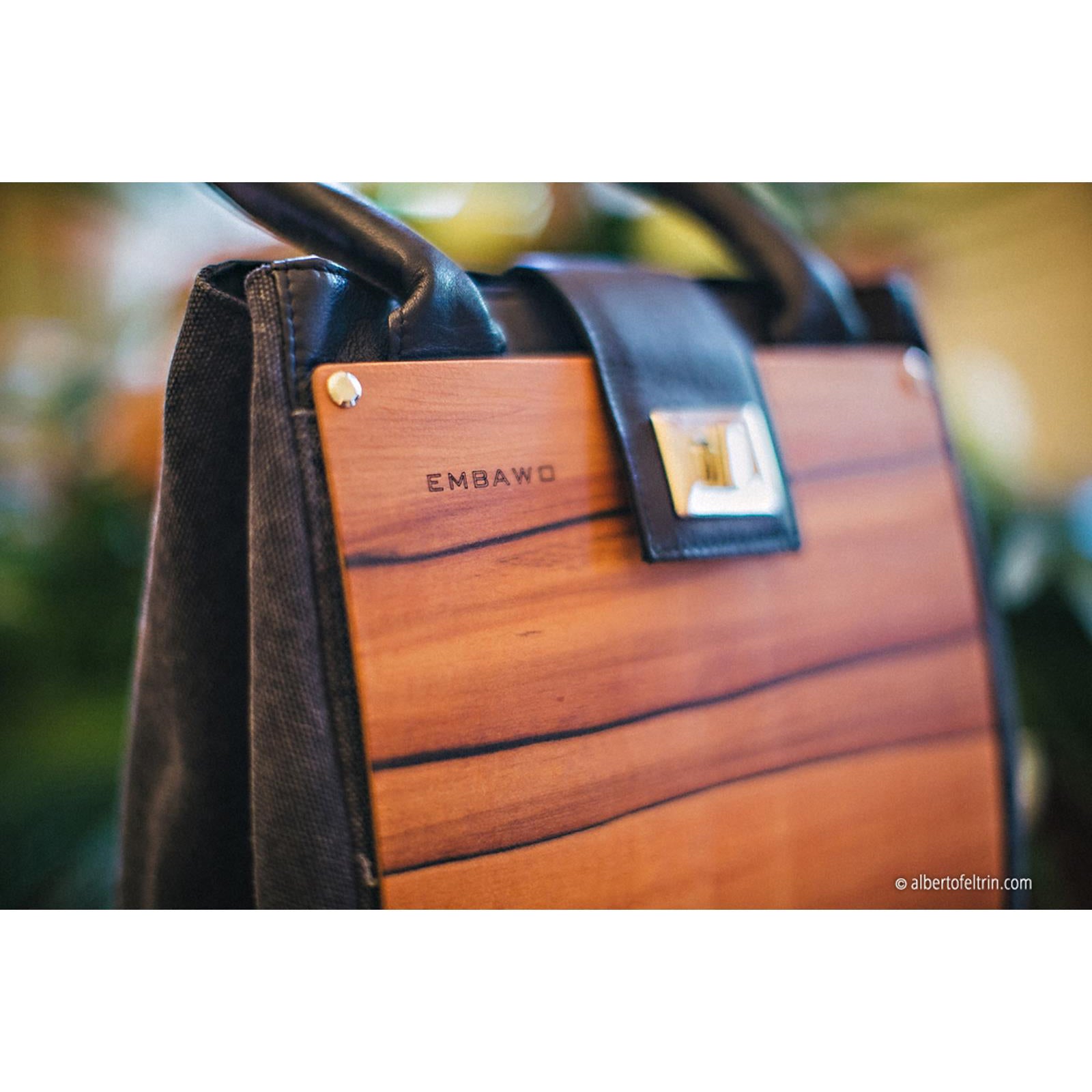 Leather and wood online bag